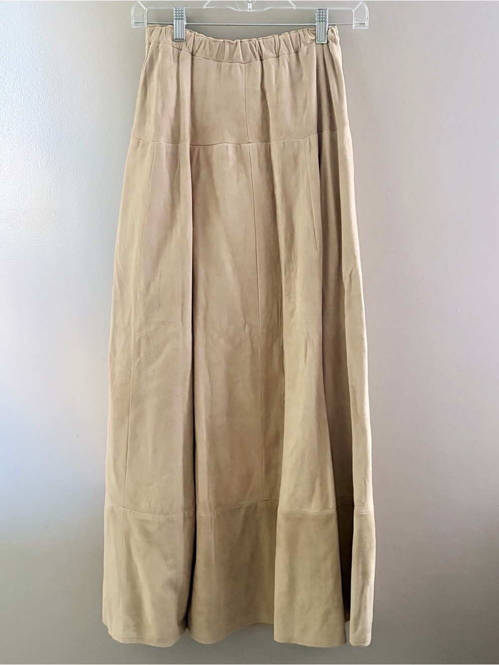 Char & Sher Collectibles Santa Fe Vintage Suede Maxi Skirt Tan Boho Western S